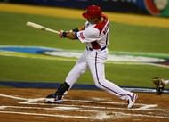 Carlos Beltran hits out against Spain in the World Baseball Classic on March 8, 2013